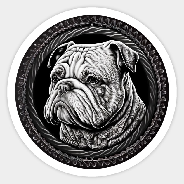 cute Black and white Bulldog Sticker by KIDEnia